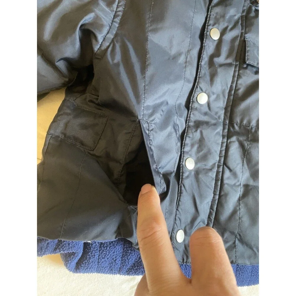 VTG Baby Gap Navy Down Puffer Jacket 18 24M Y2K Gorpcore Winter Coat Fleece EUC